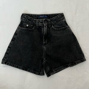 Black High-Waist Jeans Mom Style Shorts
